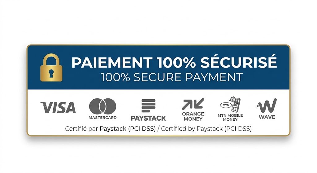 Badge de paiement sécurisé Faith Series LLC - Paystack Visa Mastercard Mobile Money